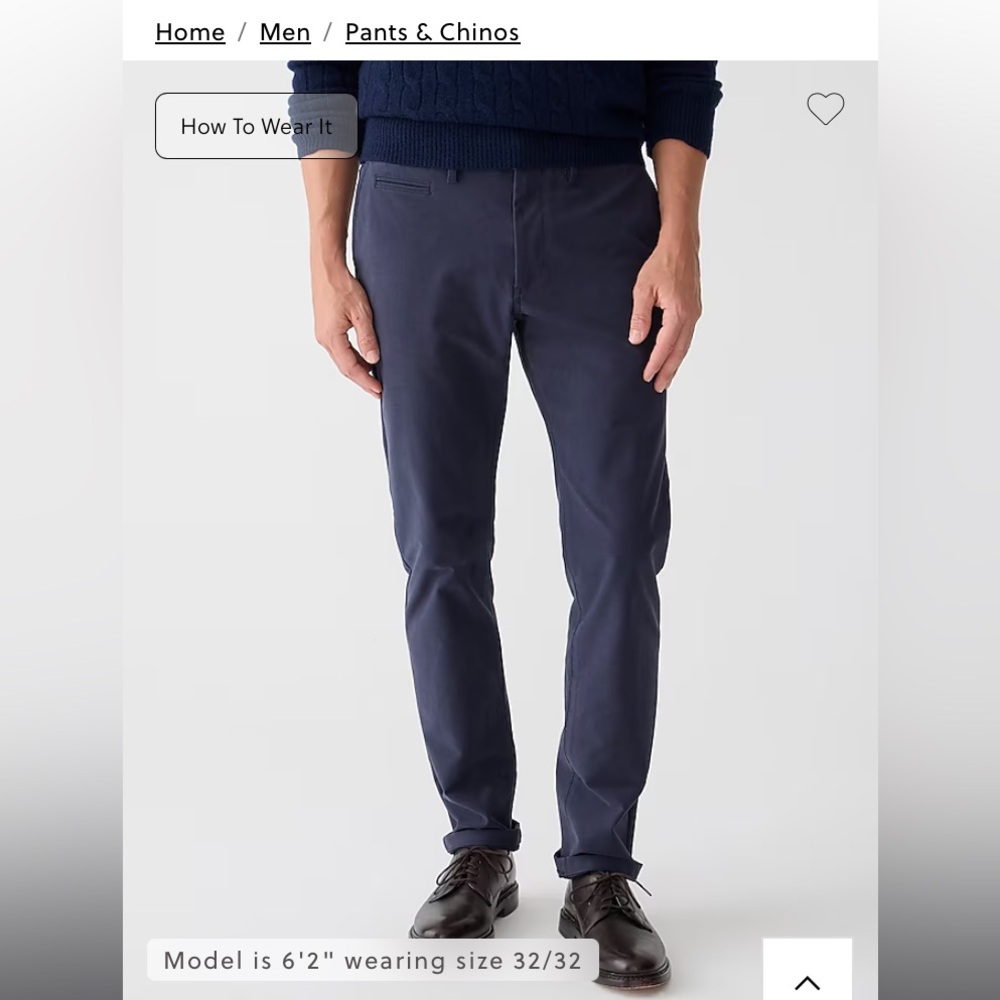 NWT J. Crew Men’s 484 Slim Midweight Tech Pants W32 L34.